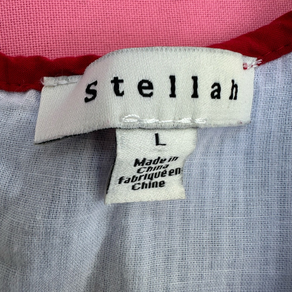 Stellah Blue White Red Stripe Embroidered Relaxed Fit Tiered‎ Dress Size Medium - Picture 4 of 4